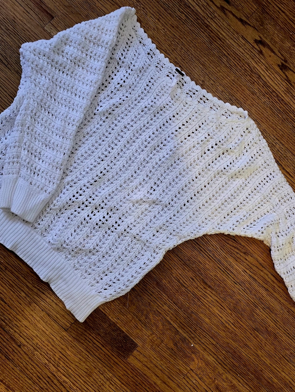 Free People 100% Cotton White Loose Open-Knit Women's Sweater